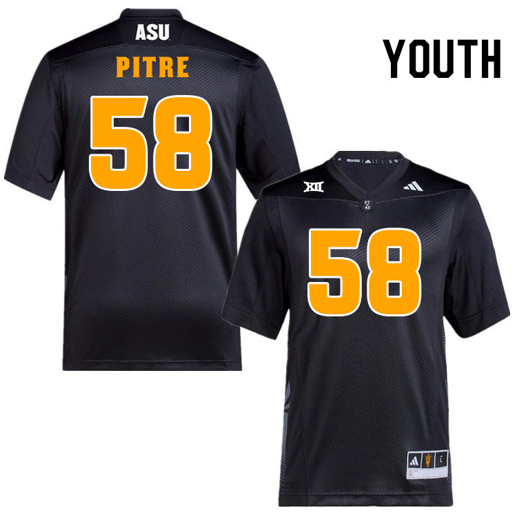 Youth #58 Roman Pitre Arizona State Sun Devils College Football Jerseys Stitched-Black